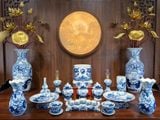  Ban Thờ Gia Tiên Nền Gấm Men Lam 