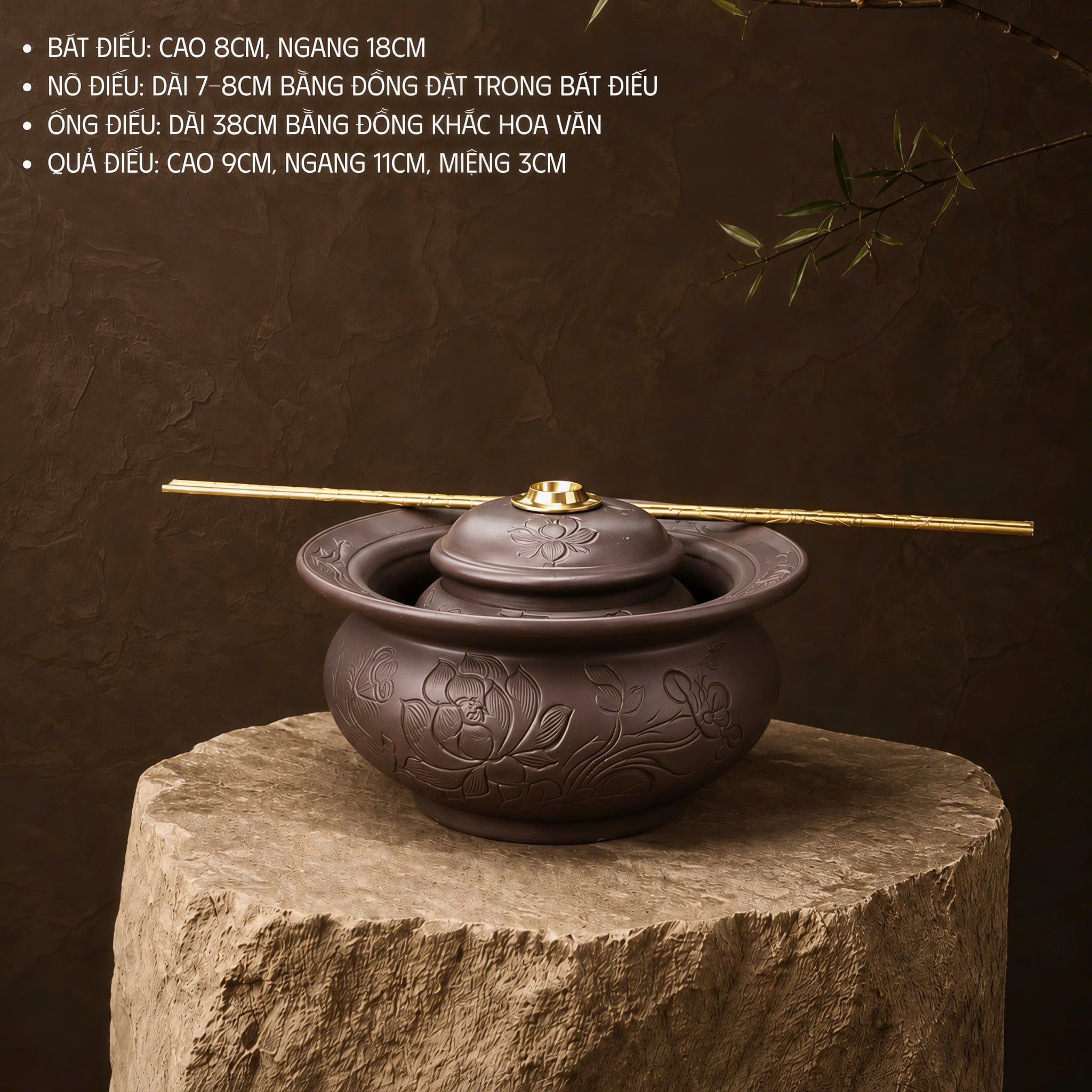  Bát Điếu Gốm Hoa Sen 