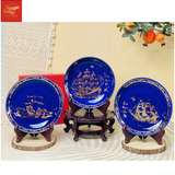  Đĩa Cảnh-Vẽ Vàng-Màu Xanh Coban Phi 20 