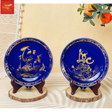  Đĩa Cảnh-Vẽ Vàng-Màu Xanh Coban Phi 20 