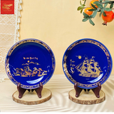  Đĩa Cảnh-Vẽ Vàng-Màu Xanh Coban Phi 20 