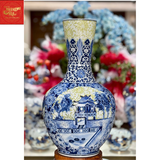  Lọ Tỏi Cổ Thẳng Nền Gấm Vẽ Cảnh Hà Nội H73 