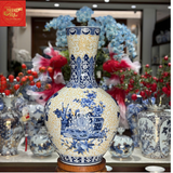  Lọ Tỏi Cổ Thẳng Nền Gấm Vẽ Cổ Đồ H73 