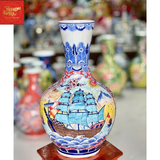  Lọ Tỏi Cổ Thẳng Vẽ Nhị Cảnh Thuận buồm Xuôi gió-Công Danh Phú Qúy H48 