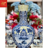  Lọ Tỏi Cổ Thẳng Nền Gấm Vẽ Cảnh Hà Nội H73 