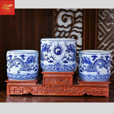  Bát Hương Song Long Chầu Nguyệt Men Lam 