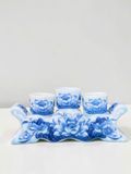  Bộ Kỷ Ngai 3 Chén Hoa Sen Nền Gấm 