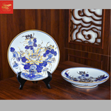  Mâm Bồng Liên Hoa Cát Tường Men Lam Vẽ Vàng 