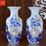  Lọ Lộc Bình Hoa Sen Men Lam Vẽ Vàng 