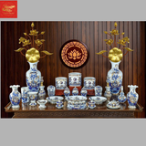  Bộ đồ Thờ Men Lam Vẽ Vàng 