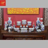  Bộ đồ Thờ Men Lam Vẽ Vàng 