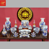  Bộ đồ Thờ Men Lam Vẽ Vàng 