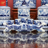  Kỷ Ngai 5 chén Rồng Phượng Men Lam 