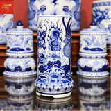  Ống Hương Rồng Phượng Men Lam 