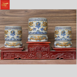  Bát Hương Song Long Chầu Nguyệt Men Rạn 