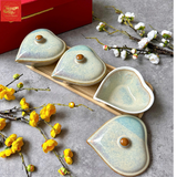  Khay mứt tết 3 Hình Trái Tim men hỏa biến trắng 