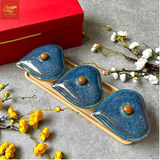  Khay mứt tết 3 Hình Trái Tim men hỏa biến xanh 