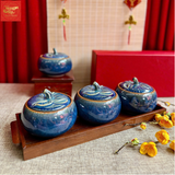  Bộ 4 -Khay mứt tết dáng bí - men hỏa biến 