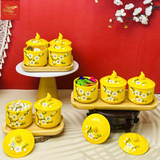  Hũ Mứt Tết Màu Đỏ Hoa Mai 