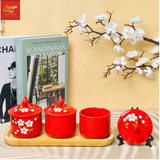  Hũ Mứt Tết Màu Đỏ Hoa Mai 