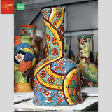  Lọ Hoa Cổ Thẳng Nền Gấm H45 