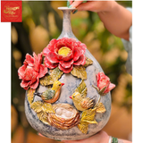  Lọ Hoa Đắp Nổi Chim Hoa H25 