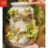  Lọ Hoa Đắp Nổi Chim Hoa H25 