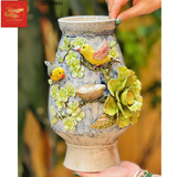  Lọ Hoa Đắp Nổi Chim Hoa H25 