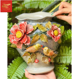  Lọ Hoa Đắp Nổi Chim Hoa H22 