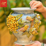  Lọ Hoa Đắp Nổi Chim Hoa H22 