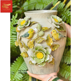  Lọ Hoa Đắp Nổi Chim Hoa H28 