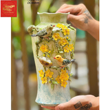  Lọ Hoa Đắp Nổi Chim Hoa H25 