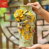  Lọ Hoa Đắp Nổi Chim Hoa H25 