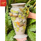  Lọ Hoa Đắp Nổi Chim Hoa H25 