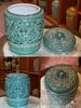  Hũ Đựng Gạo Họa Tiết Hoa Dây Màu Xanh 