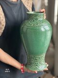  Lọ Hoa Khắc Nổi Hoa Dây Màu Xanh Lục Bảo H32 