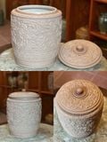  Hũ Đựng Gạo Họa Tiết Hoa Dây Màu Trắng 