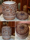  Hũ Đựng Gạo Họa Tiết Hoa Dây Màu Nâu 