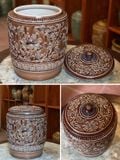  Hũ Đựng Gạo Họa Tiết Hoa Dây Màu Nâu 