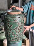  Thạp Họa Tiết Hoa Dây Màu Xanh Lục Bảo 