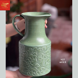  Lọ Hoa Khắc Nổi Dáng Bình Sữa Men Lục Bảo H27 