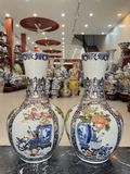  Lọ Dáng Tỏi Vẽ Tứ Cảnh Cổ Đồ Nền Gấm Vẽ Vàng 
