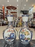  Lọ Dáng Tỏi Vẽ Tứ Cảnh Cổ Đồ Nền Gấm Vẽ Vàng 