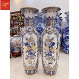  Lọ Lộc Bình Tứ Cảnh Cổ Đồ Men Lam Vẽ Vàng 1M40 