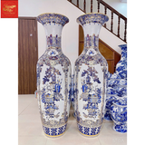  Lọ Lộc Bình Tứ Cảnh Cổ Đồ Men Lam Vẽ Vàng 1M40 