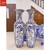  Lọ Lộc Bình Tứ Cảnh Men Lam Vẽ Vàng 1M40 