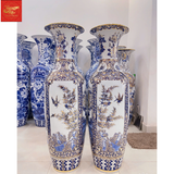  Lọ Lộc Bình Tứ Cảnh Men Lam Vẽ Vàng 1M40 