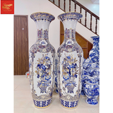  Lọ Lộc Bình Tứ Cảnh Cổ Đồ Men Lam Vẽ Vàng 1M40 