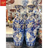  Lọ Lộc Bình Sen Phú Qúy Men Lam Vẽ Vàng 