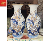  Lọ Lộc Bình Sen Phú Qúy Men Lam Vẽ Vàng 